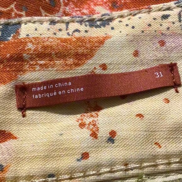 Pilcro Anthropologie The Wanderer Orange Blue Boho Floral Print Fray Cuff Shorts - Picture 13 of 16